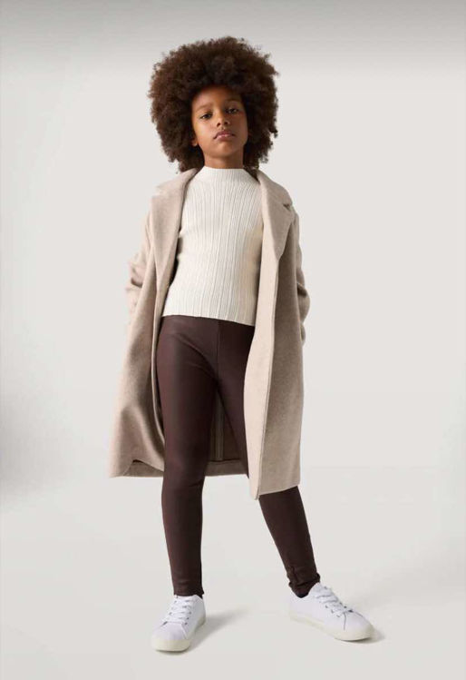 Picture of 33232 CHOCOLATE LEATHER EFFECT THERMAL CHILDRENS LEGGINGS